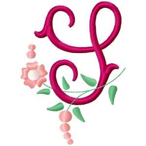 Picture of Floral Monogram Letter S Machine Embroidery Design
