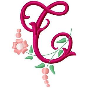 Picture of Floral Monogram Letter T Machine Embroidery Design