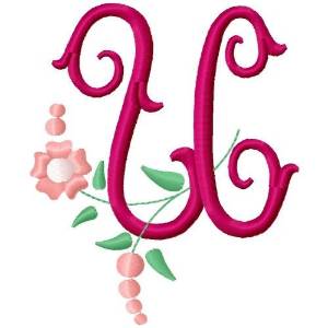 Picture of Floral Monogram Letter U Machine Embroidery Design