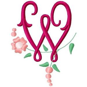 Picture of Floral Monogram Letter W Machine Embroidery Design