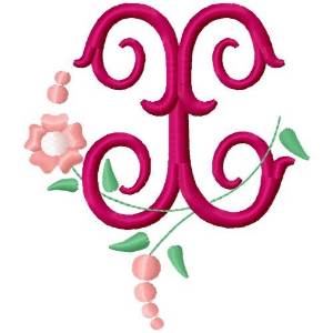 Picture of Floral Monogram Letter X Machine Embroidery Design
