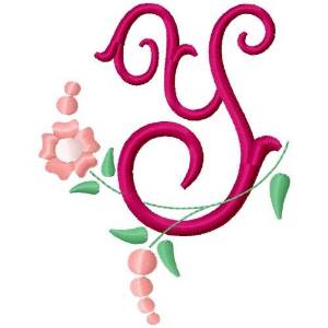 Picture of Floral Monogram Letter Y Machine Embroidery Design
