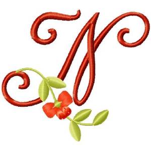 Picture of Floral Monogram Font N Machine Embroidery Design