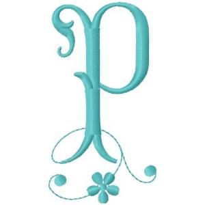 Picture of Floral Monogram Font P Machine Embroidery Design