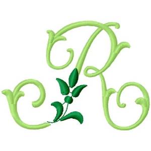 Picture of Greenery Monogram Font R Machine Embroidery Design