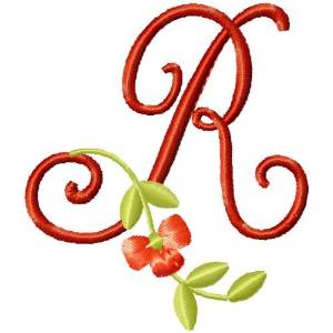 Picture of Floral Monogram Font R Machine Embroidery Design