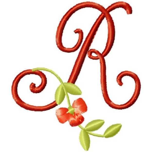 Picture of Floral Monogram Font R Machine Embroidery Design