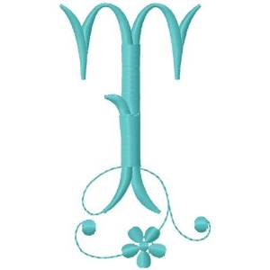 Picture of Floral Monogram Font T Machine Embroidery Design