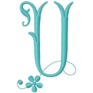 Picture of Floral Monogram Font U Machine Embroidery Design