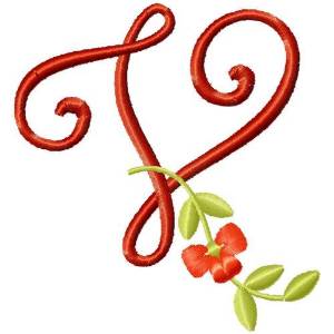 Picture of Floral Monogram Font V Machine Embroidery Design