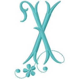 Picture of Floral Monogram Font X Machine Embroidery Design
