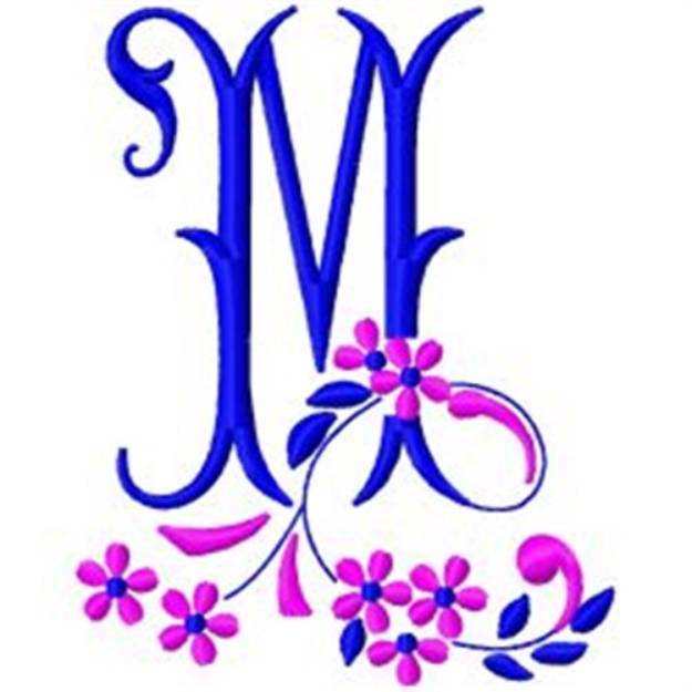 Picture of Floral Monogram M Machine Embroidery Design