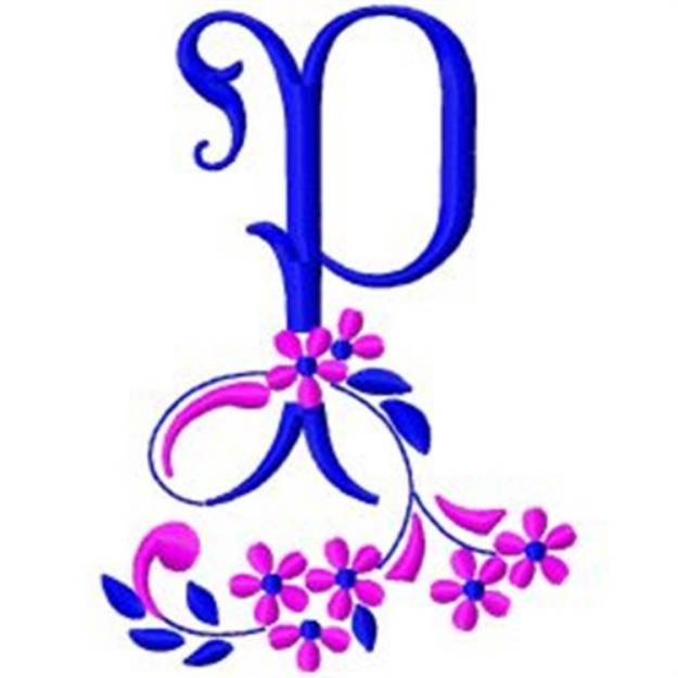 Picture of Floral Monogram P Machine Embroidery Design