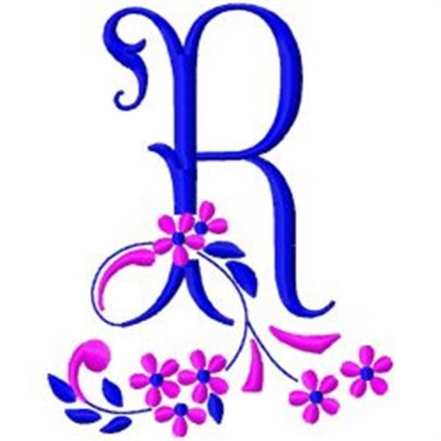 Picture of Floral Monogram R Machine Embroidery Design