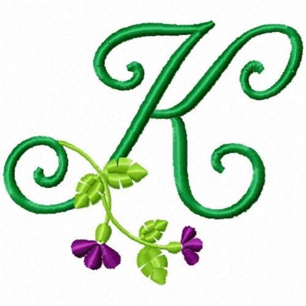 Picture of Floral Monogram  K Machine Embroidery Design