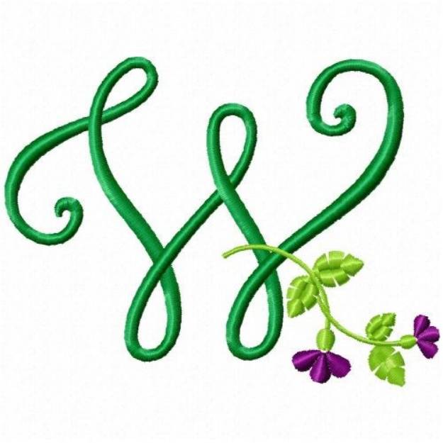 Picture of Floral Monogram W Machine Embroidery Design