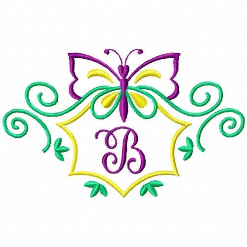 Monogram Butterfly B Machine Embroidery Design