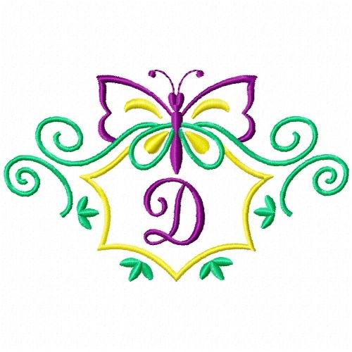 Monogram 70 - DMonogram Butterfly Machine Embroidery Design