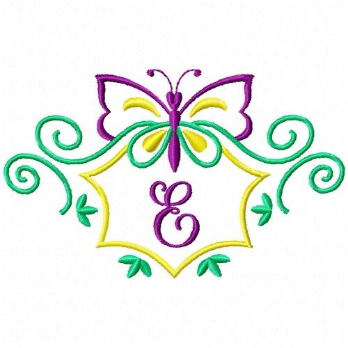 Monogram Butterfly E Machine Embroidery Design