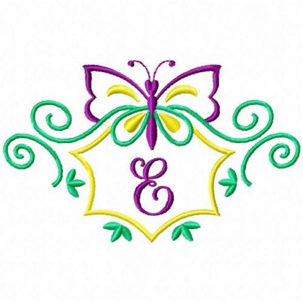 Picture of Monogram Butterfly E Machine Embroidery Design