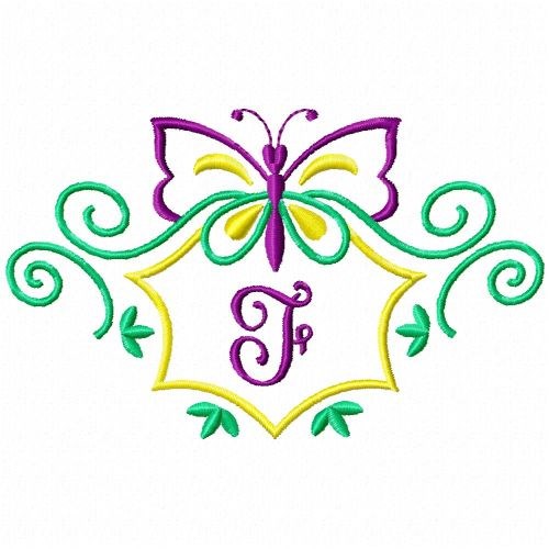 Monogram Butterfly F Machine Embroidery Design