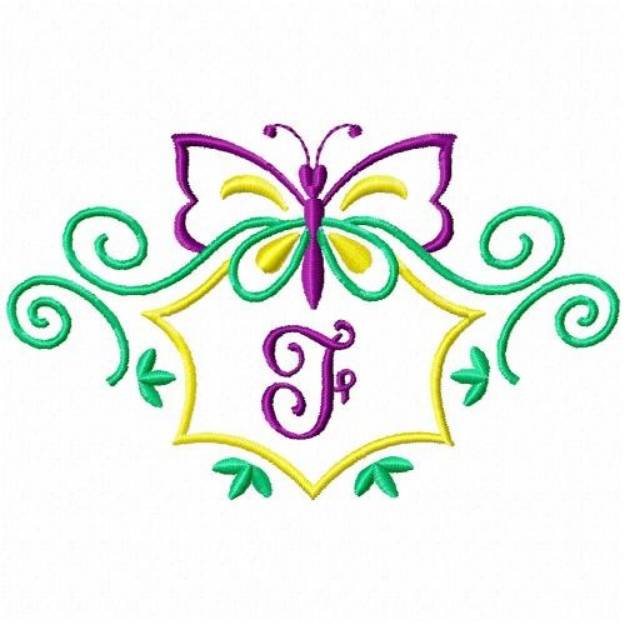 Picture of Monogram Butterfly F Machine Embroidery Design