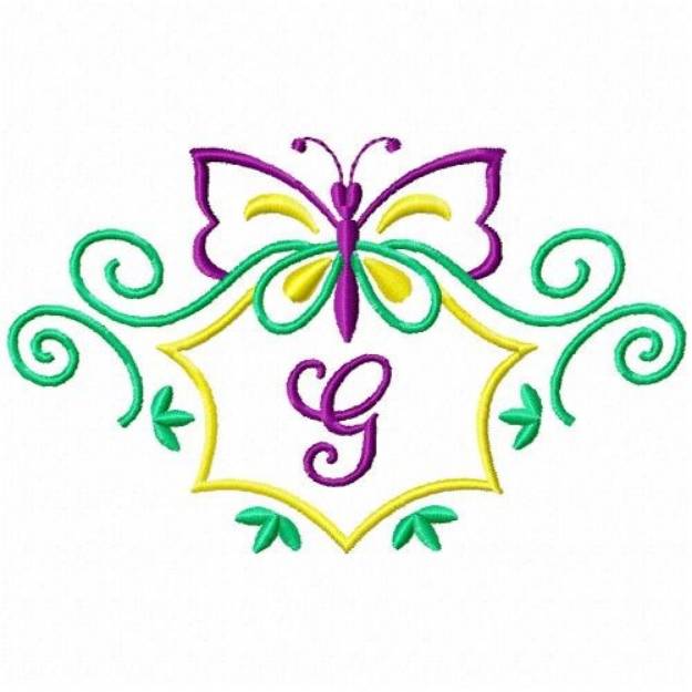Picture of Monogram Butterfly G Machine Embroidery Design