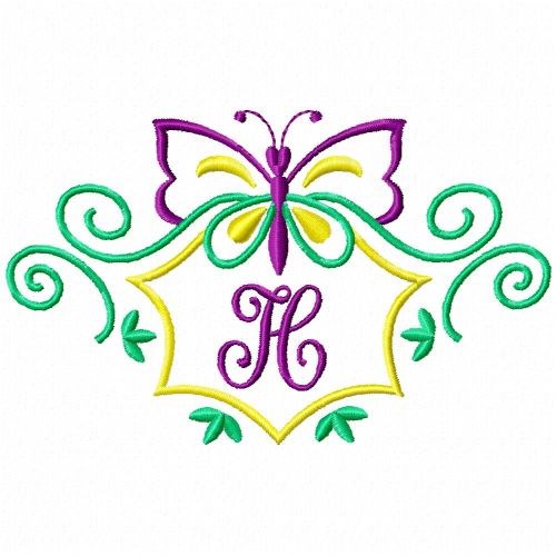 Monogram Butterfly H Machine Embroidery Design