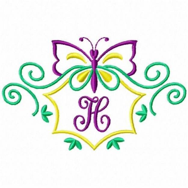 Picture of Monogram Butterfly H Machine Embroidery Design
