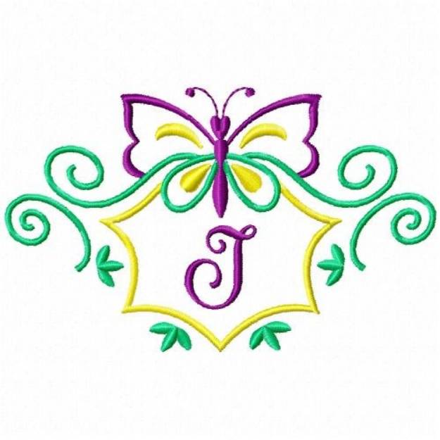 Picture of Monogram Butterfly J Machine Embroidery Design