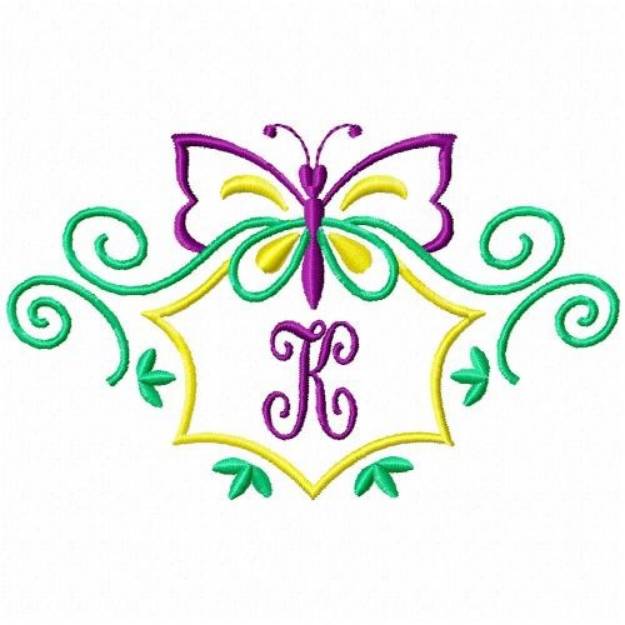 Picture of Monogram Butterfly K Machine Embroidery Design