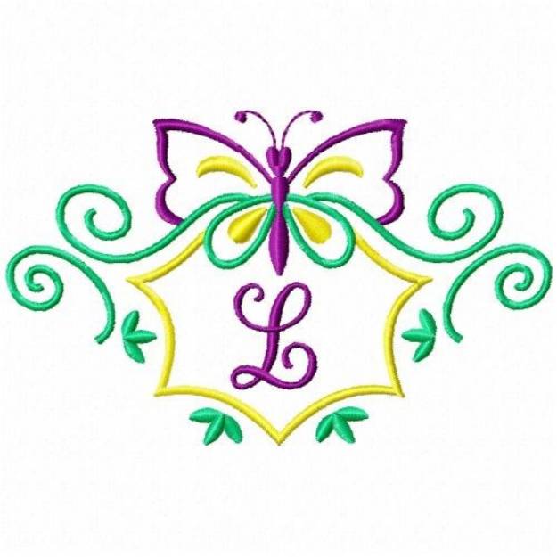 Picture of Monogram Butterfly L Machine Embroidery Design