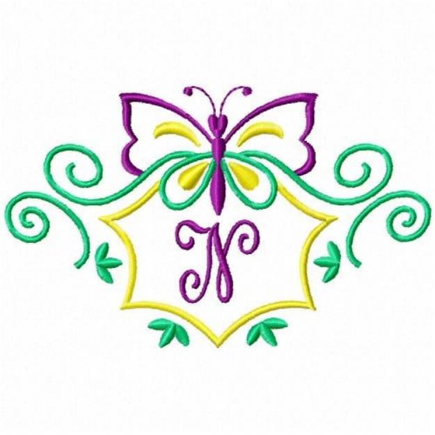 Picture of Monogram Butterfly N Machine Embroidery Design