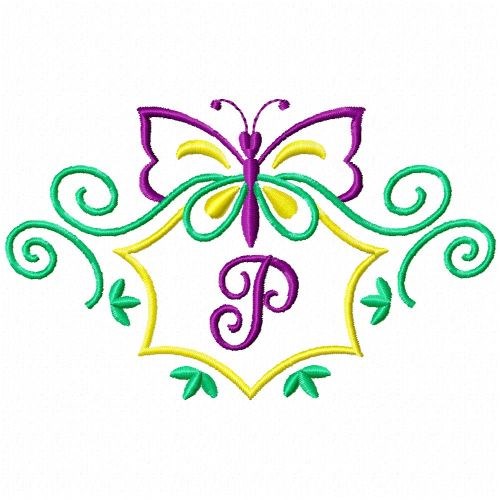 Monogram Butterfly P Machine Embroidery Design