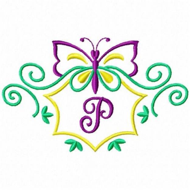 Picture of Monogram Butterfly P Machine Embroidery Design