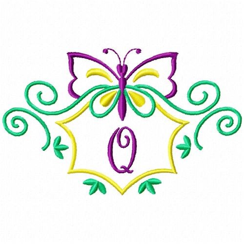Monogram Butterfly Q Machine Embroidery Design
