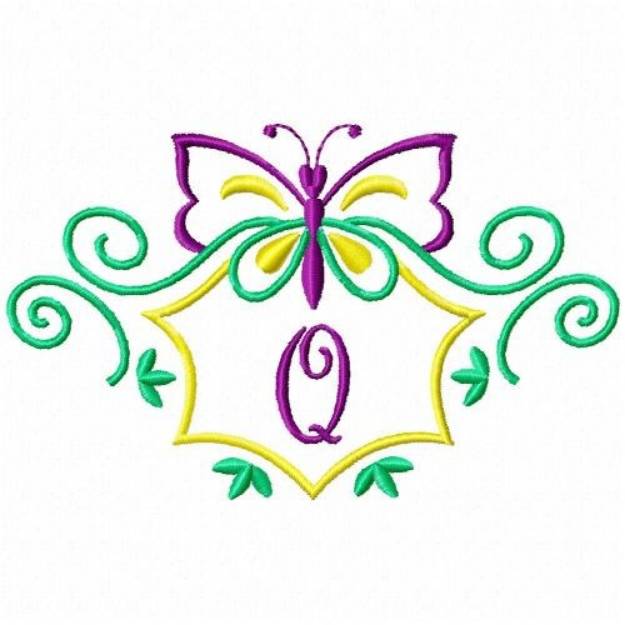 Picture of Monogram Butterfly Q Machine Embroidery Design