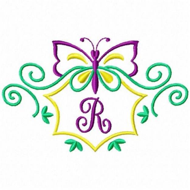 Picture of Monogram Butterfly  R Machine Embroidery Design