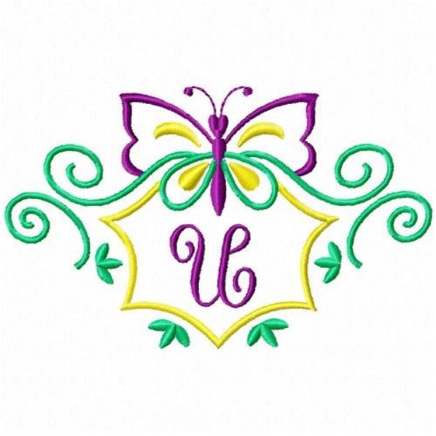Picture of Monogram Butterfly U Machine Embroidery Design