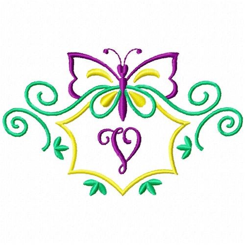 Monogram Butterfly V Machine Embroidery Design