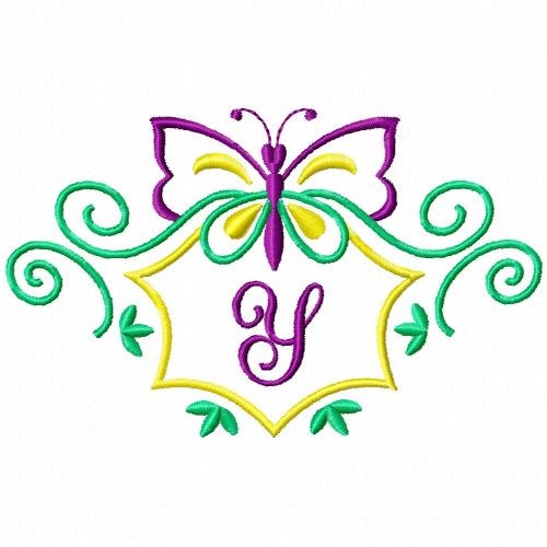 Monogram Butterfly Y Machine Embroidery Design