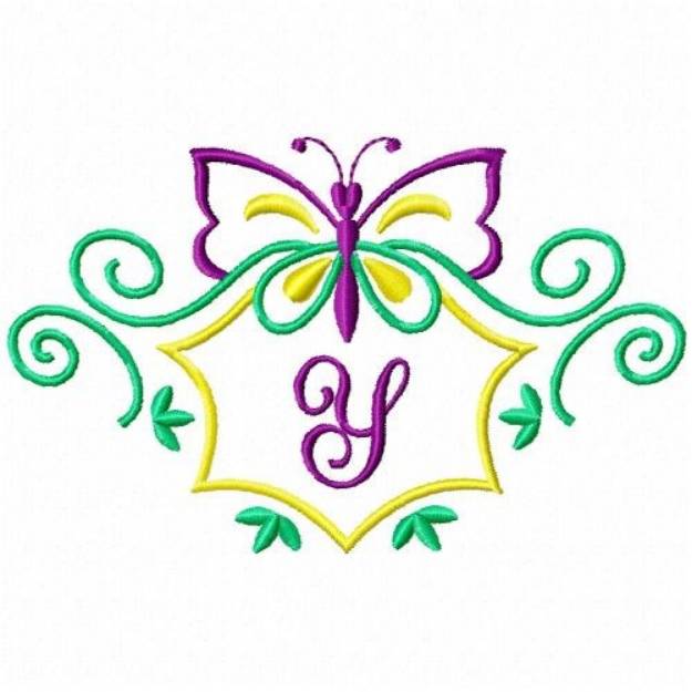 Picture of Monogram Butterfly Y Machine Embroidery Design