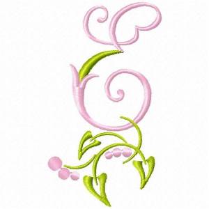 Picture of Monogram Floral E Machine Embroidery Design