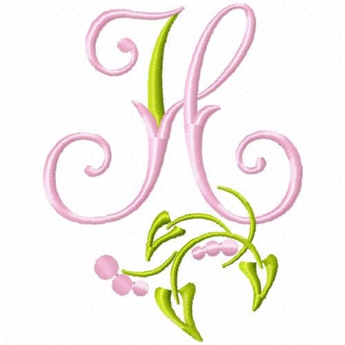 Monogram Floral H Machine Embroidery Design
