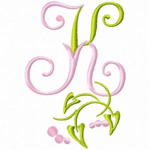 Picture of Monogram Floral K Machine Embroidery Design