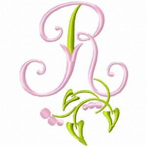 Picture of Monogram Floral R Machine Embroidery Design