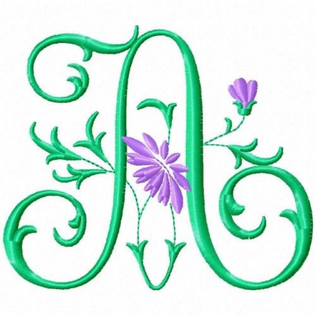 Picture of Monogram Flower A Machine Embroidery Design