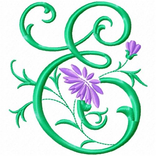Monogram Flower E Machine Embroidery Design