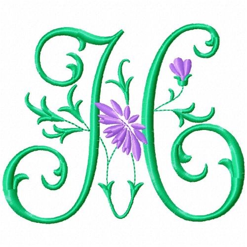 Monogram Flower H Machine Embroidery Design