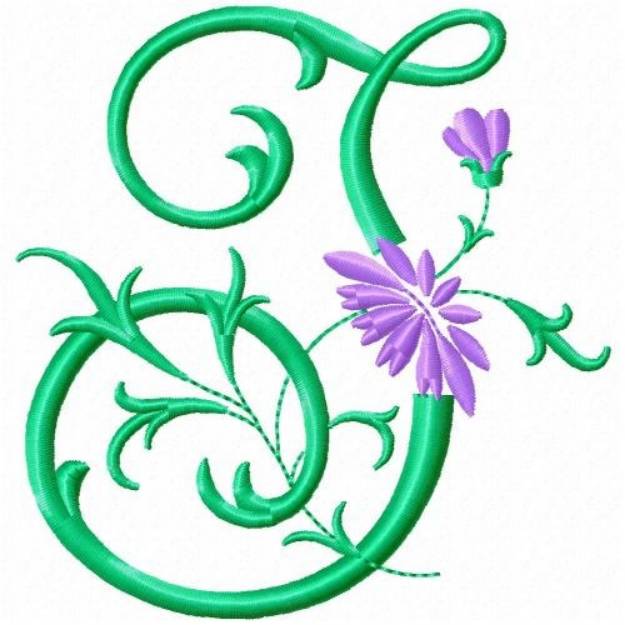 Picture of Monogram Flower J Machine Embroidery Design